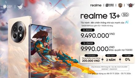 realme 13+ 5G với mức giá tầm trung chính thức gia nhập đường đua cuối năm